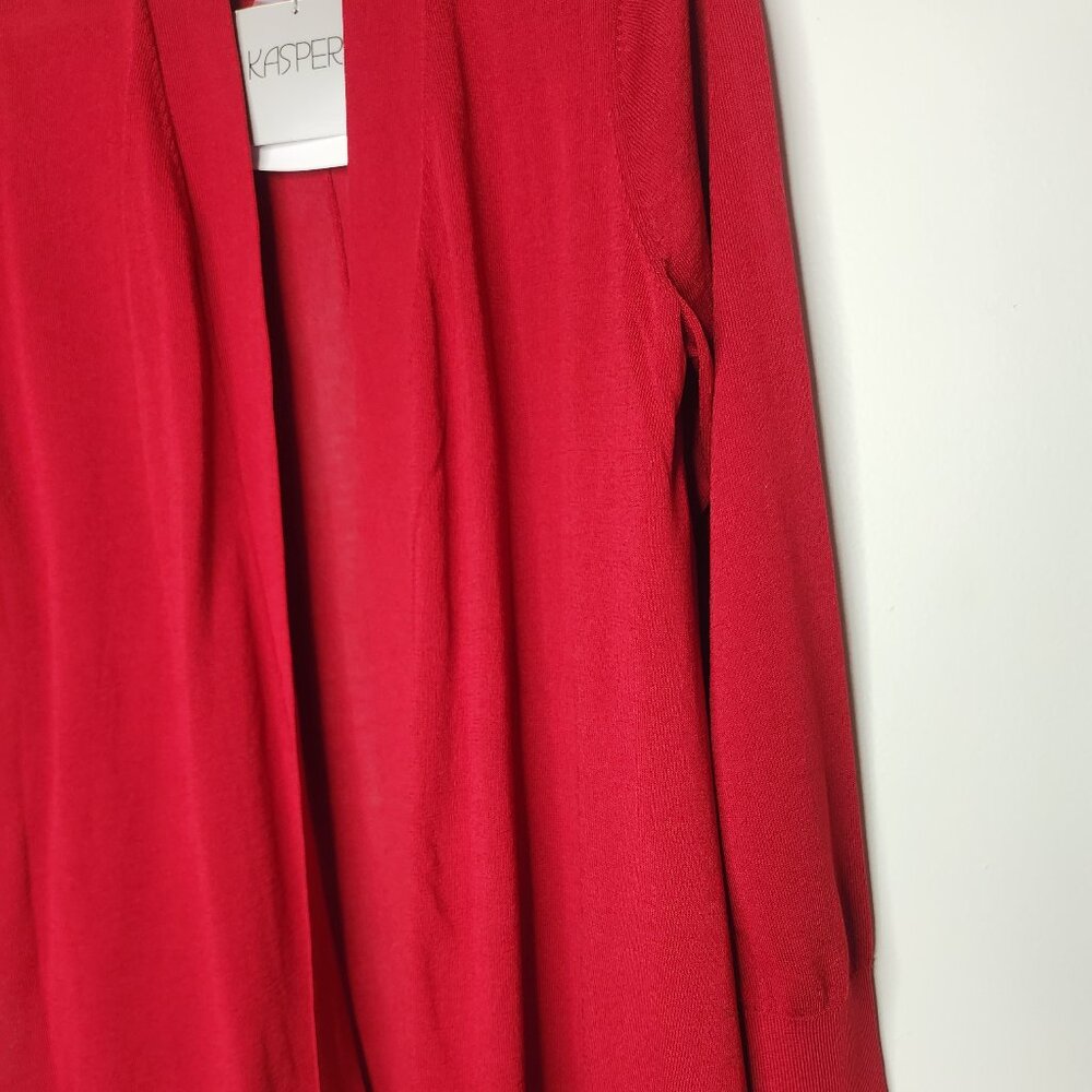 NWT Kasper Red Holiday Knit Open Front Cardigan Size‎ Large - Picture 2 of 6
